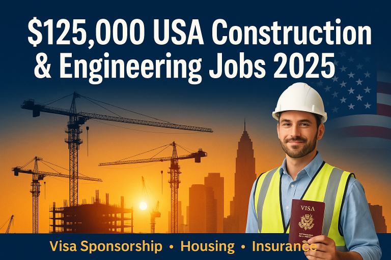 $125,000 USA Construction & Engineering Jobs 2025 – Legal Visa Sponsorship with Housing & Insurance