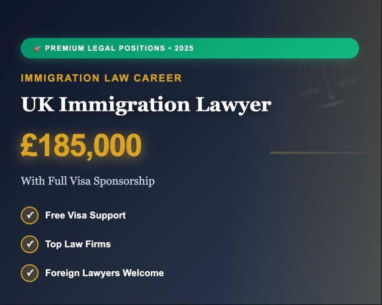 £185,000 UK Immigration Lawyer Jobs with Visa Sponsorship for Foreign Workers