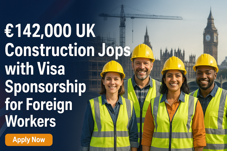 £142,000 UK Construction Jobs with Visa Sponsorship for Foreign Workers