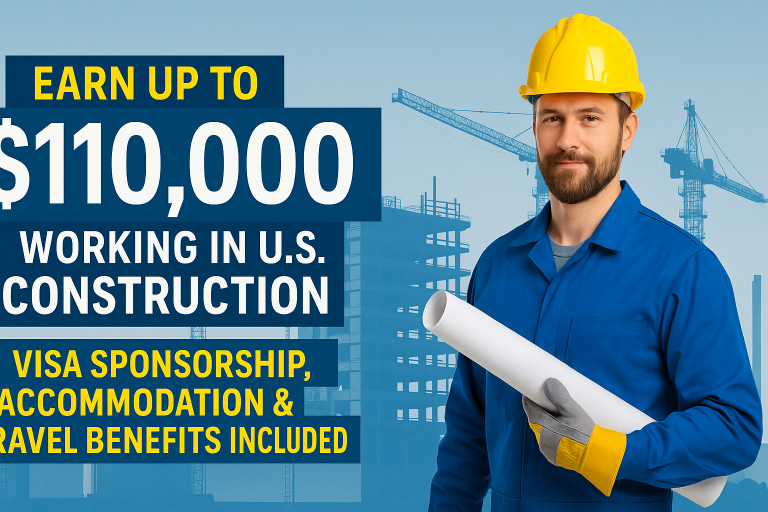 Earn Up to $110,000 Working in U.S. Construction – Visa Sponsorship, Accommodation & Travel Benefits Included